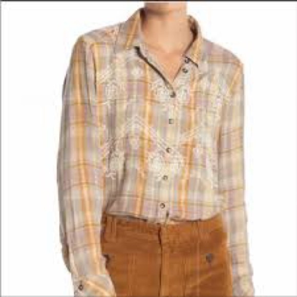Free People Magical Plaid Shirt Size XS Rodeo Western Boho Cabincore - Picture 3 of 8